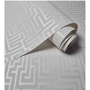 2 Rolls Avail. - Creamy White Maze Pattern Matte Wallpaper - (57.0 sq. ft)